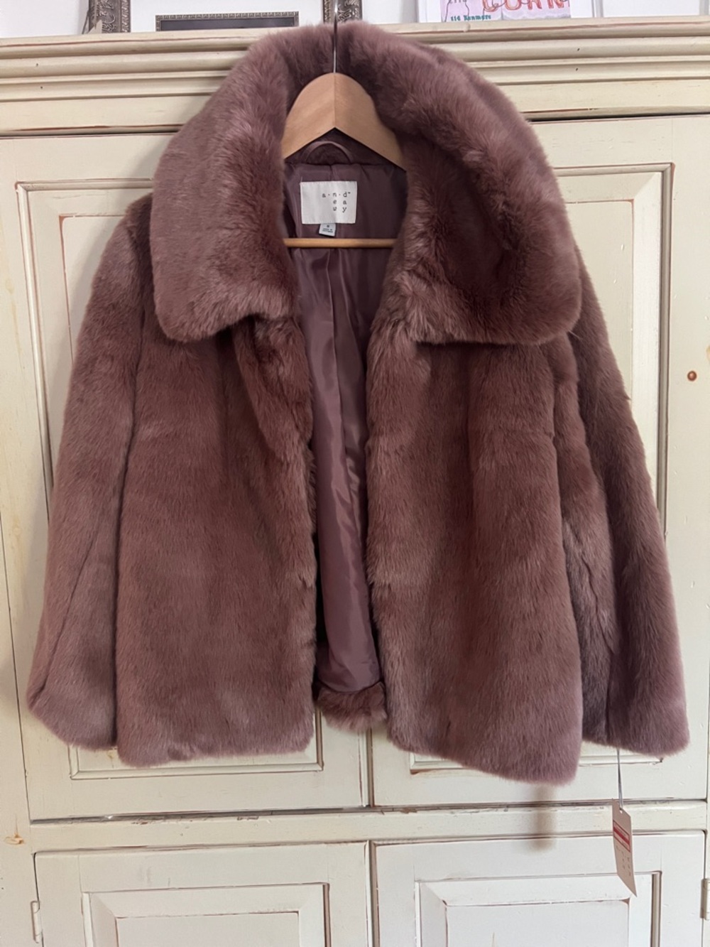 a new day Plush Faux Fur Teddy Jacket in Mauve